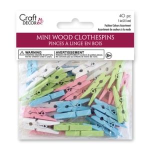 🆕 NEW 40 pcs Mini Wood Clothespins - Pinces à linge en bois